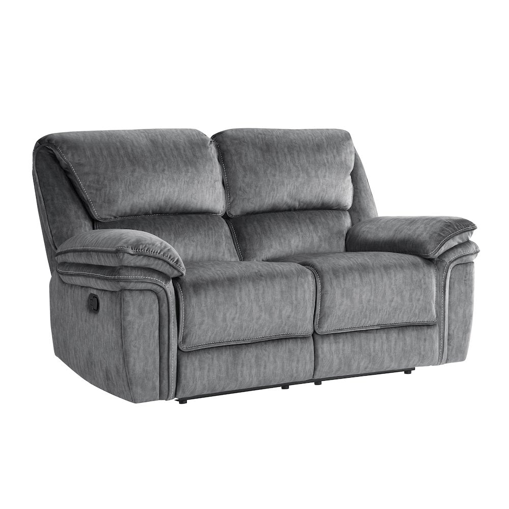 Muirfield Microfiber 3pc Set: Sofa, Love, Chair in Gray