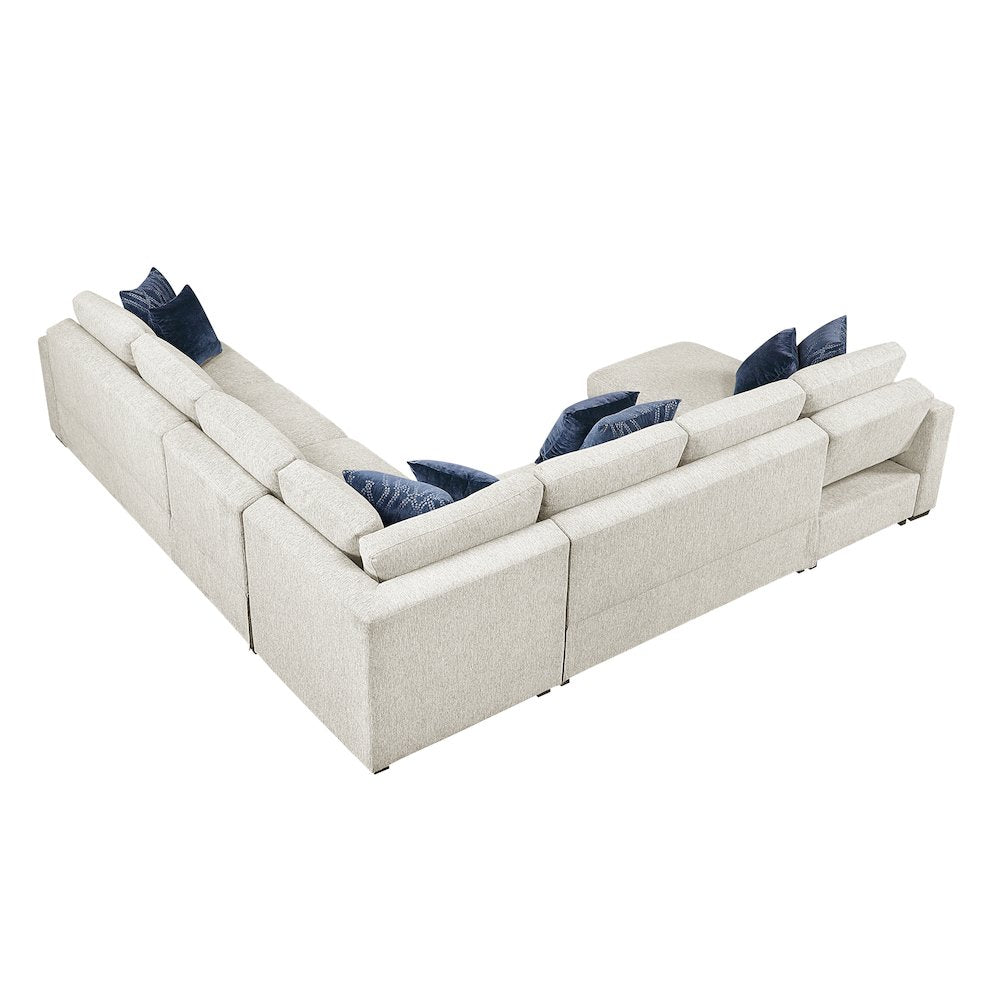 Isla Microfiber 5-Piece Sectional with Reversible Chaise in Beige
