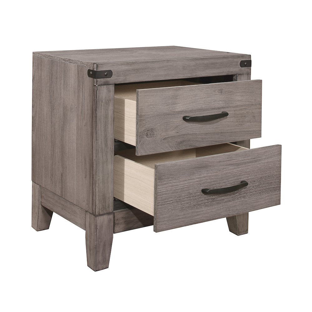 Woodrow Asian Hardwood Nightstand in Gray