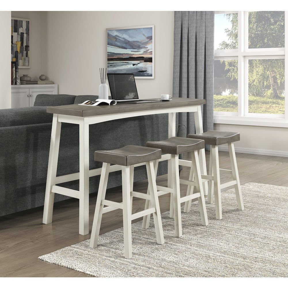 Caspian Solid Wood Pub Height Set (set of 4) in White and Coffee