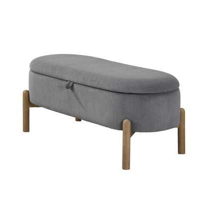 Mavis Corduroy Lift Top Storage Bench in Gray