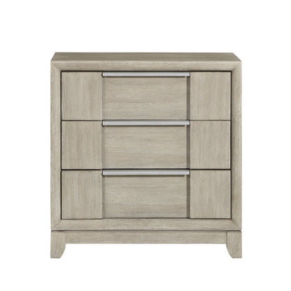 Mckewen Asian Hardwood Nightstand in Light Gray