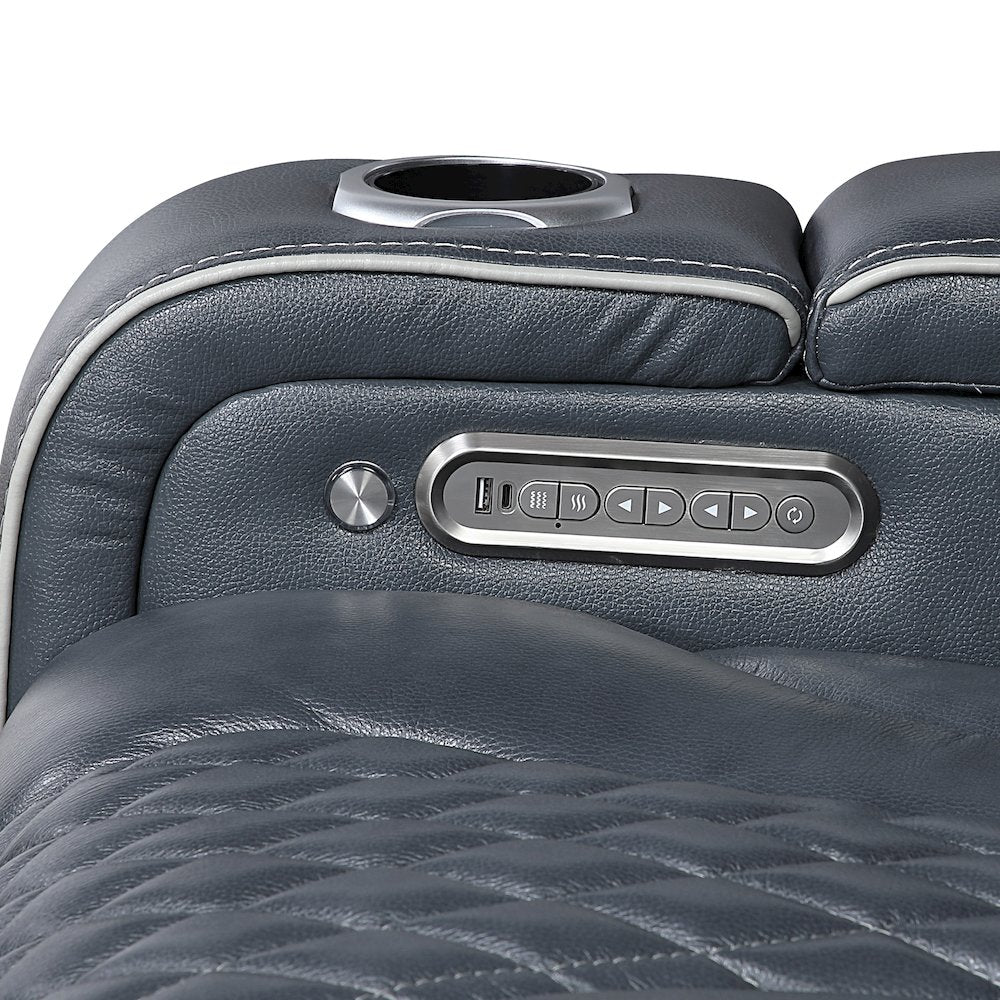 Apex Leather Power Reclining Chair with Power Headrest in Blue