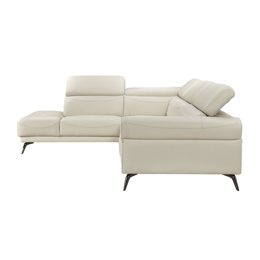 Giselle Leather 2-Piece Sectional with Left Side Chaise in Beige