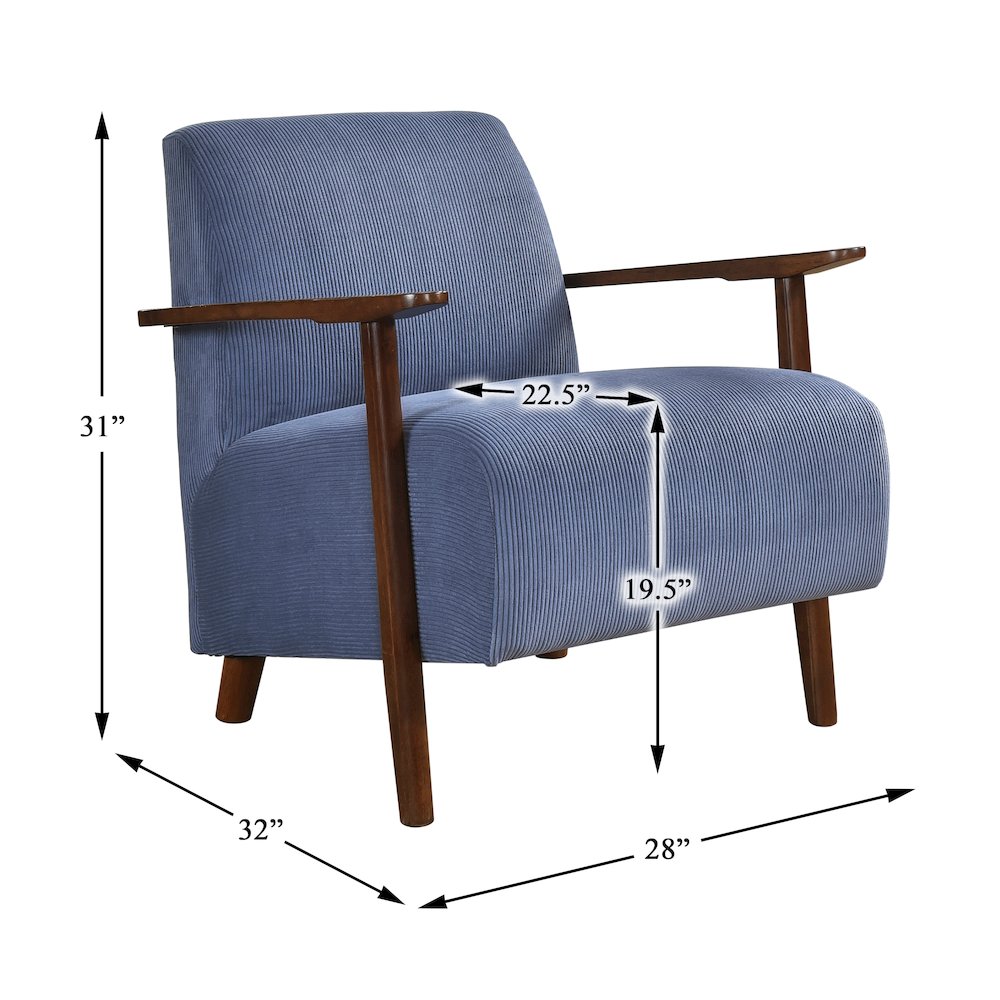 Ezra Corduroy Accent Chair in Blue