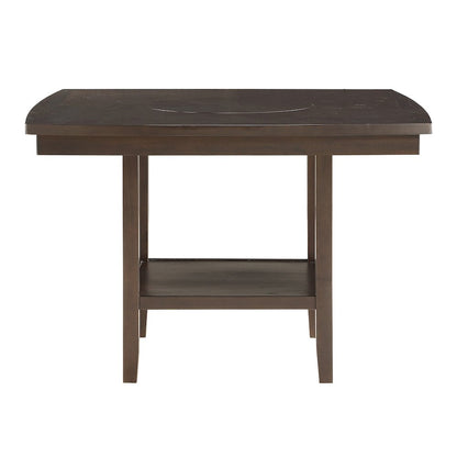Balin Wood Counter Height Table with Lazy Susan in Dark brown