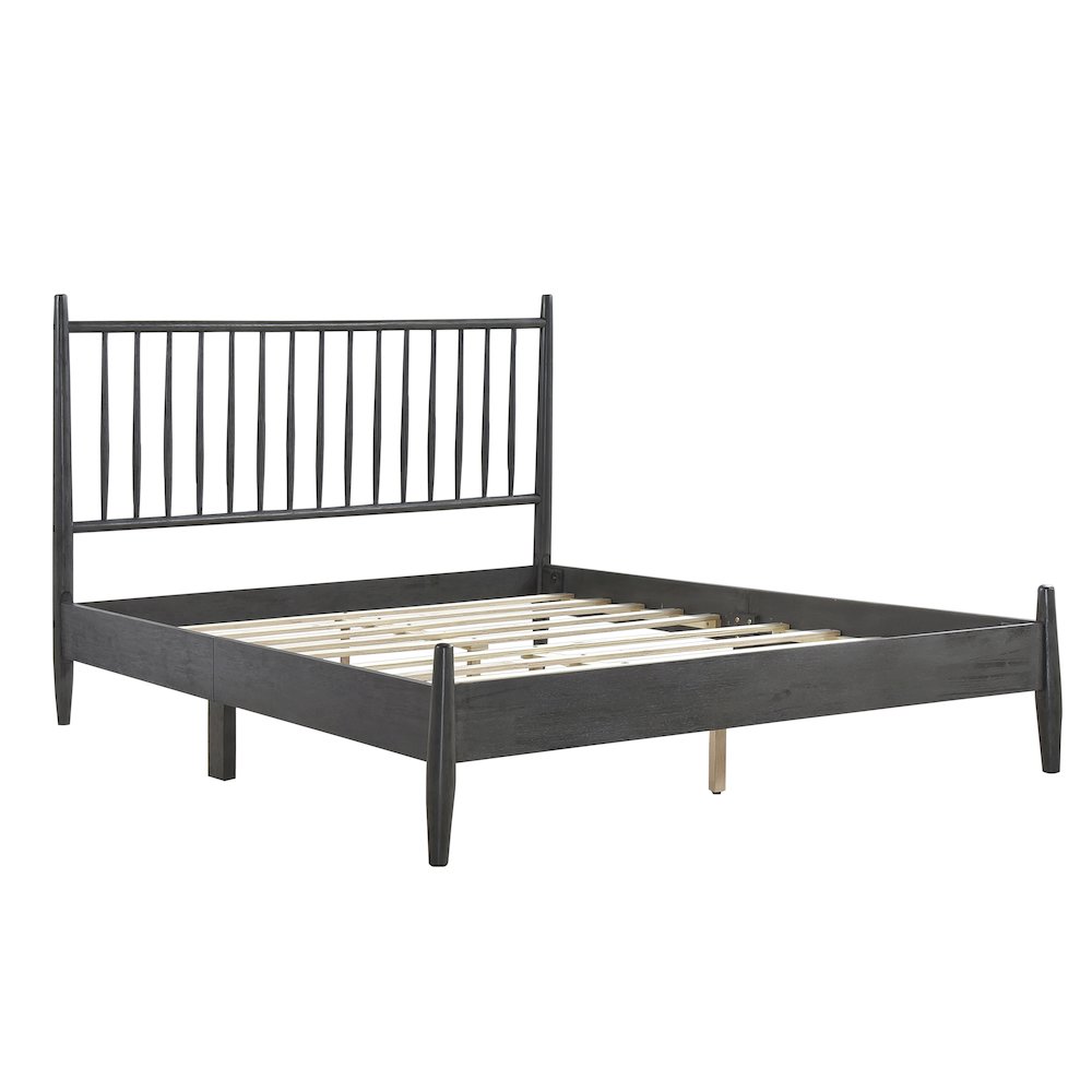 Brickell Rubberwood Full Platform Bed in Gray