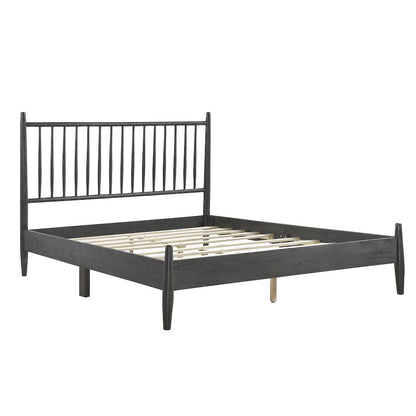 Brickell Rubberwood Full Platform Bed in Gray