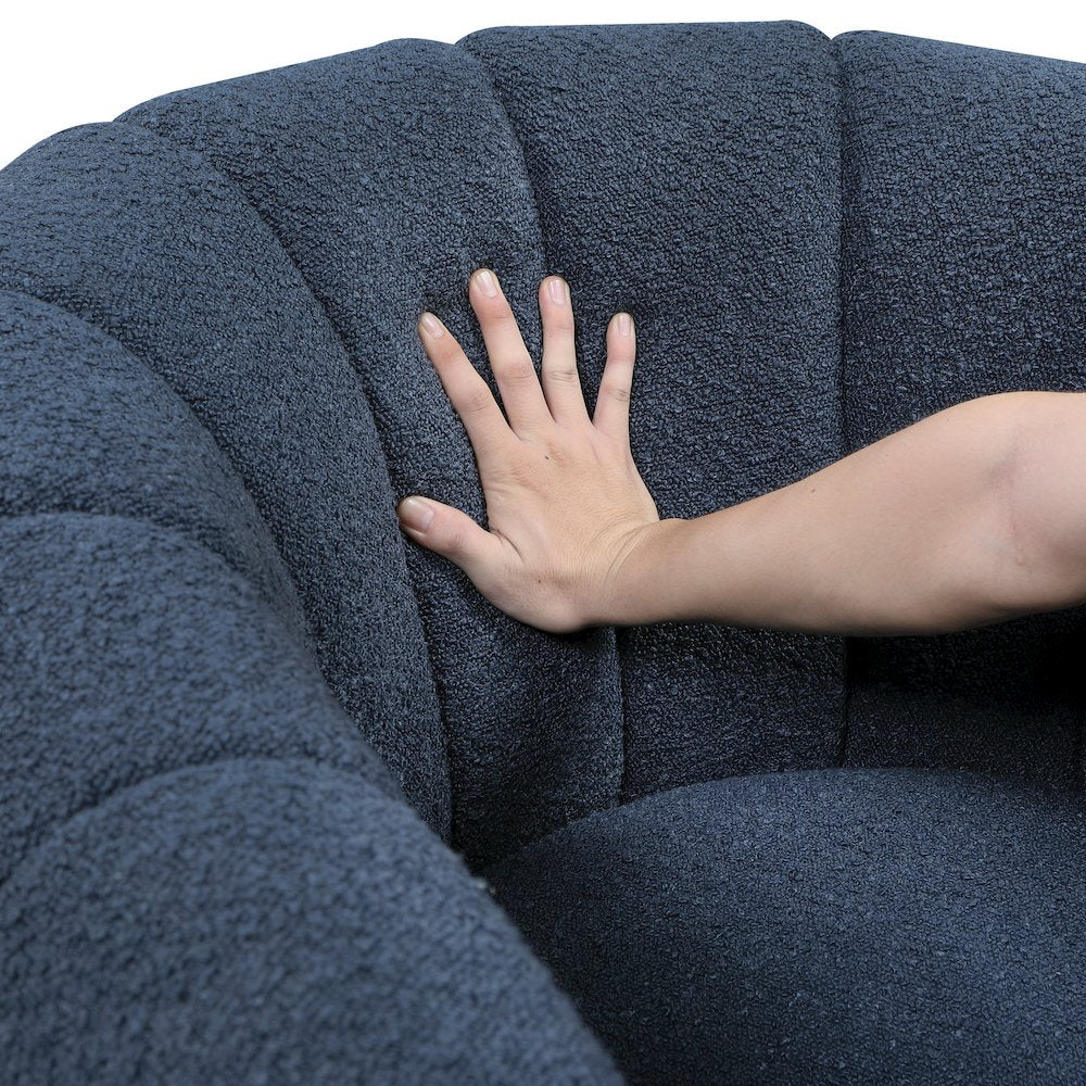 Essex Boucle Swivel Chair with Ottoman in Blue
