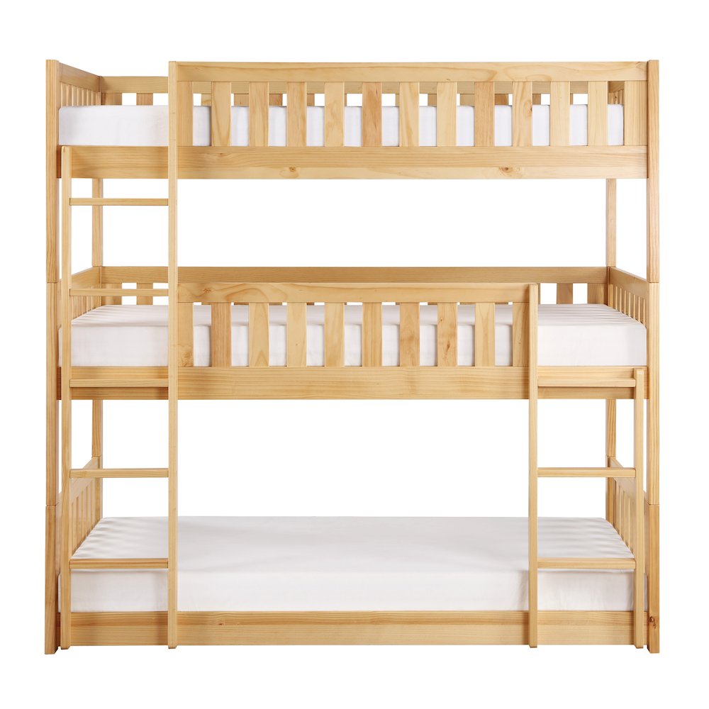 Bartly Pine Triple Bunk Bed in Natural Pine