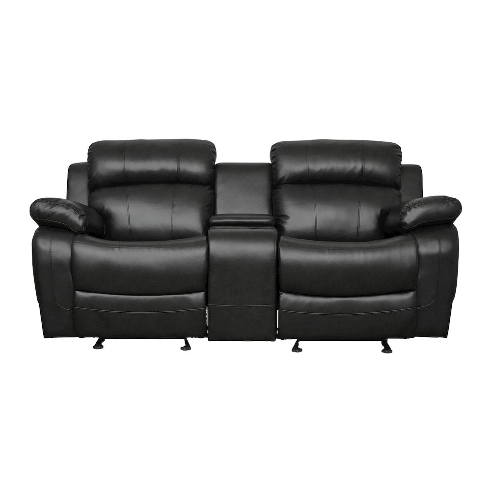 Marille Textured Double Glider Reclining Love Seat with Center Console in Black