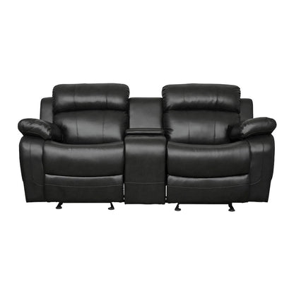 Marille Textured Double Glider Reclining Love Seat with Center Console in Black