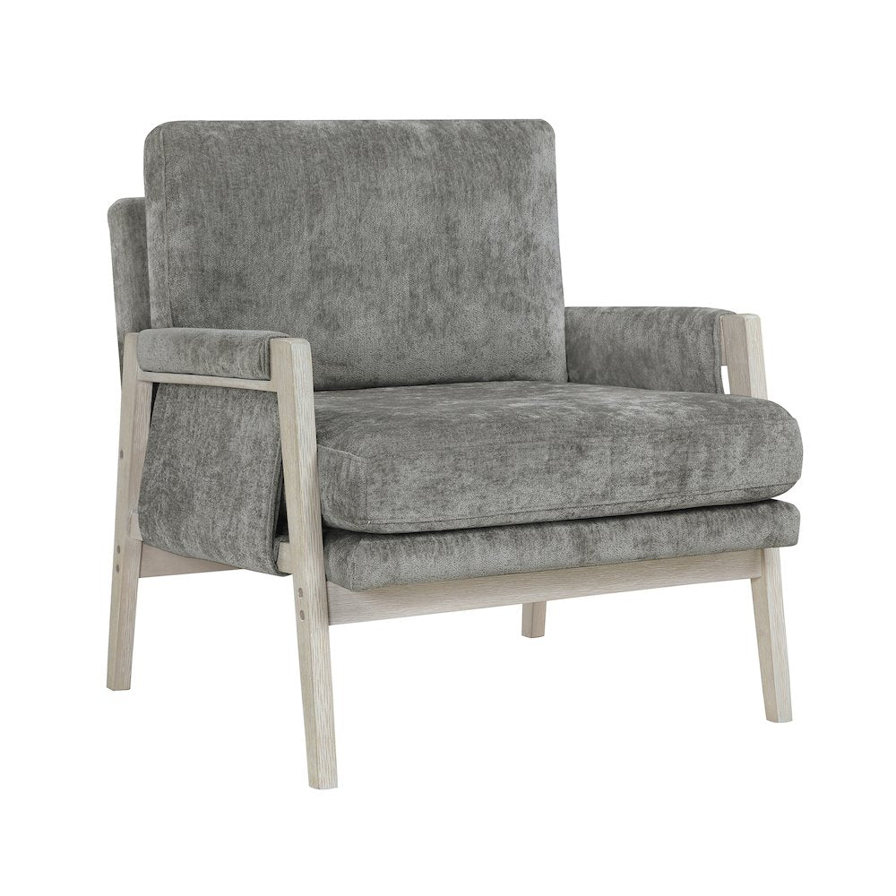 Umar Chenille Accent Chair in Brownish Gray