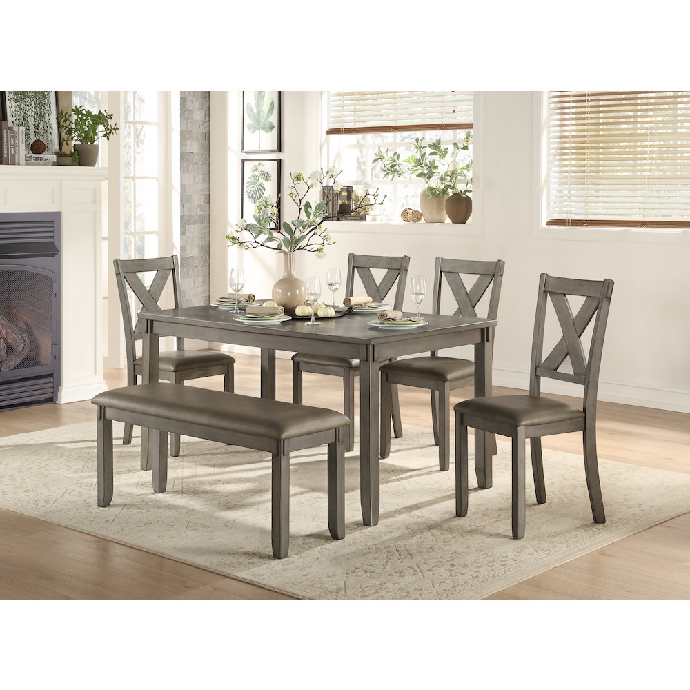 Holders Asian Hardwood 6-Piece Pack Dinette Set in Gray