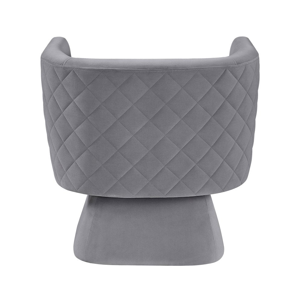 Candace Velvet Swivel Chair in Gray