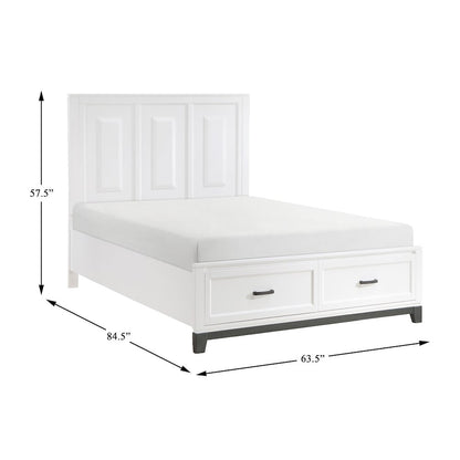 Garretson Acacia QN Pltfm Bed in 2-Tone Finish (White n Metallic Gray)