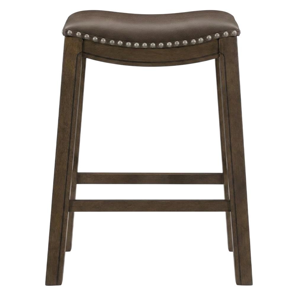 Ordway Solid Wood Backless Bar Stool with Saddle Seat for Kitchen Island, Brown