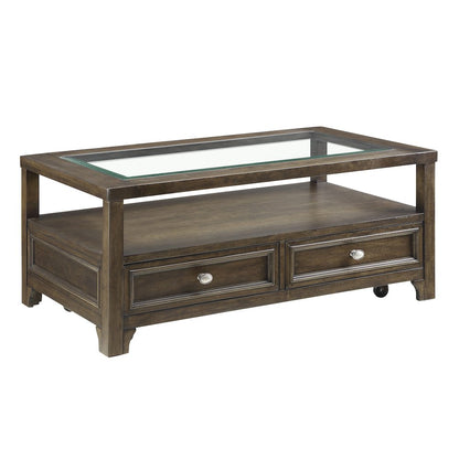 Auburn Asian Hardwood Cocktail Table in Charcoal Brown