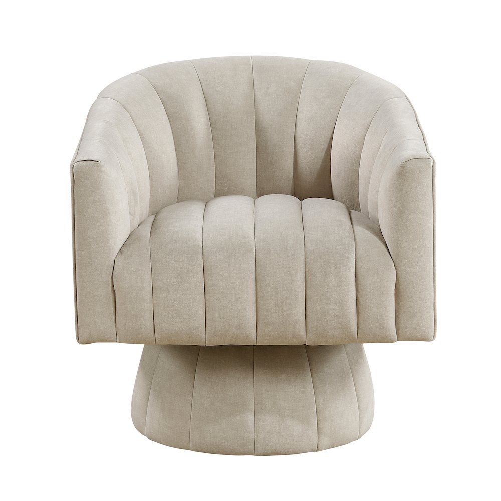 Lonita Velvet Swivel Chair in Taupe