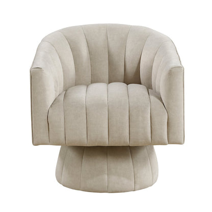 Lonita Velvet Swivel Chair in Taupe
