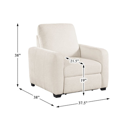 Vera Chenille Power Reclining Chair with USB Charging Ports in Beige
