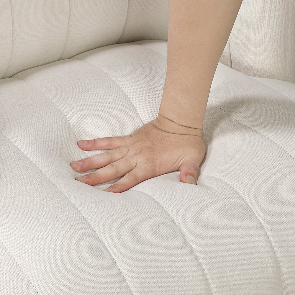 Joyce Textured Swivel Chair in Beige