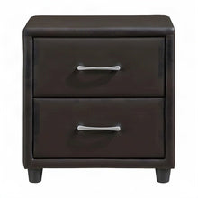 Faux Leather Upholstered Nightstand with Open Shelf, Bedside Table, Dark Brown