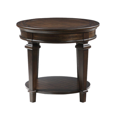Tobias Poplar Round End Table in Espresso