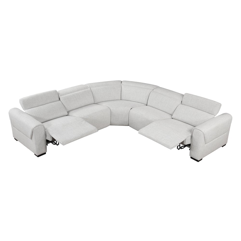McPherson Chenille 5-Piece Modular Power Reclining Sectional in Cloud