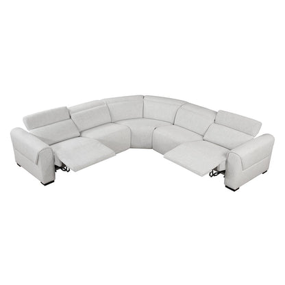 McPherson Chenille 5-Piece Modular Power Reclining Sectional in Cloud
