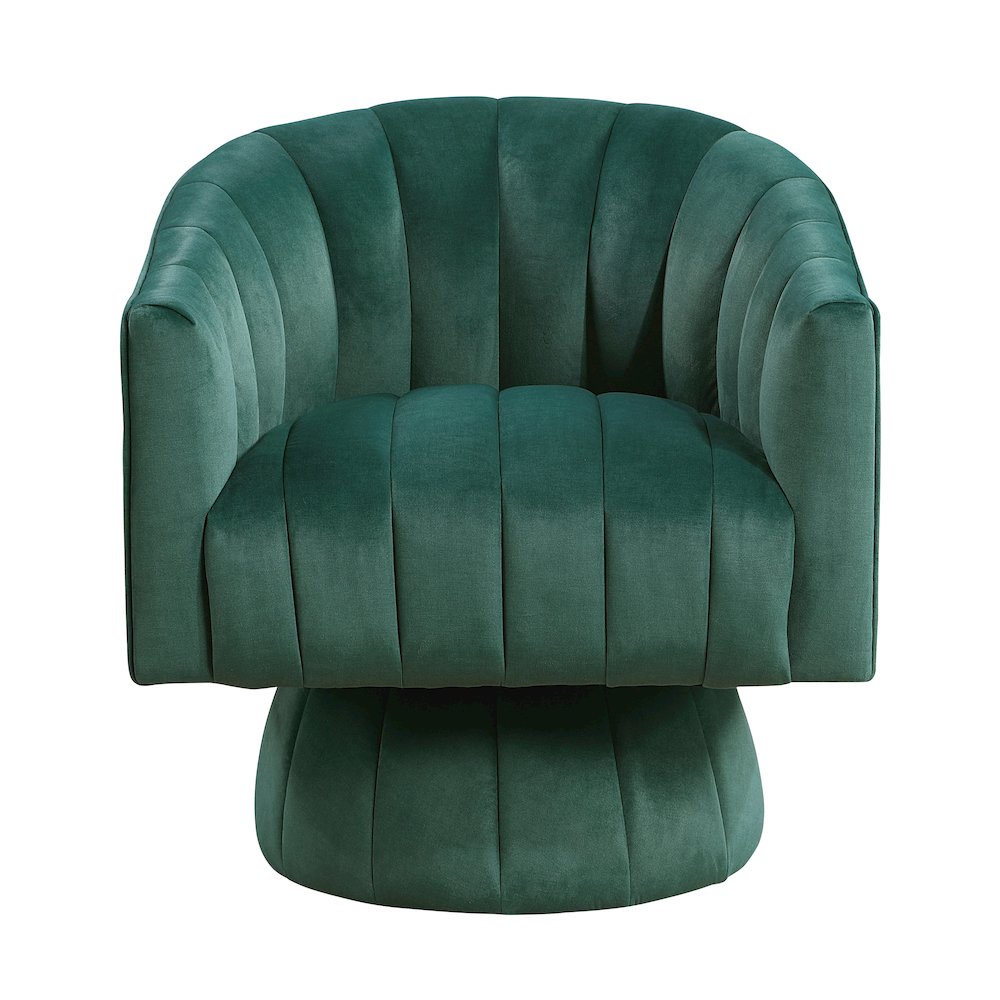 Lonita Velvet Swivel Chair in Dark Green