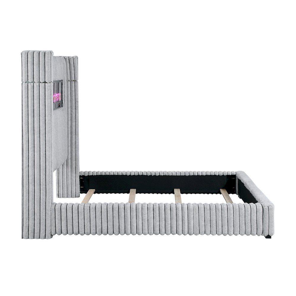 Fitzroy Corduroy Queen Bed in Gray