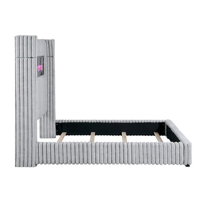 Fitzroy Corduroy Queen Bed in Gray