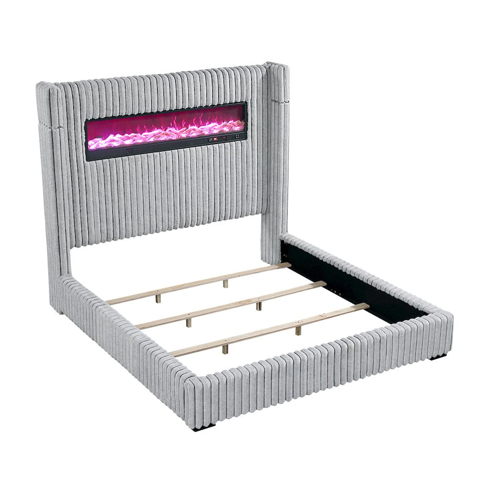 Fitzroy Corduroy California King Bed in Gray