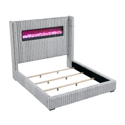 Fitzroy Corduroy California King Bed in Gray