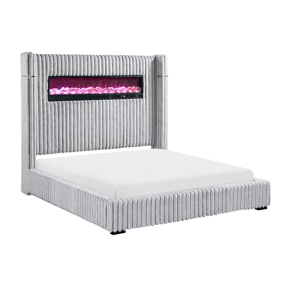 Fitzroy Corduroy Queen Bed in Gray
