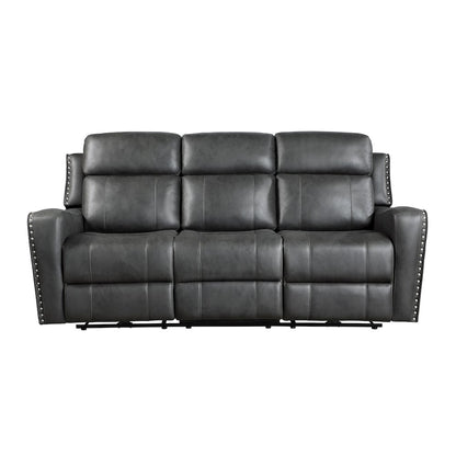 Kellen Microfiber Power Double Reclining Sofa in Smoky Gray