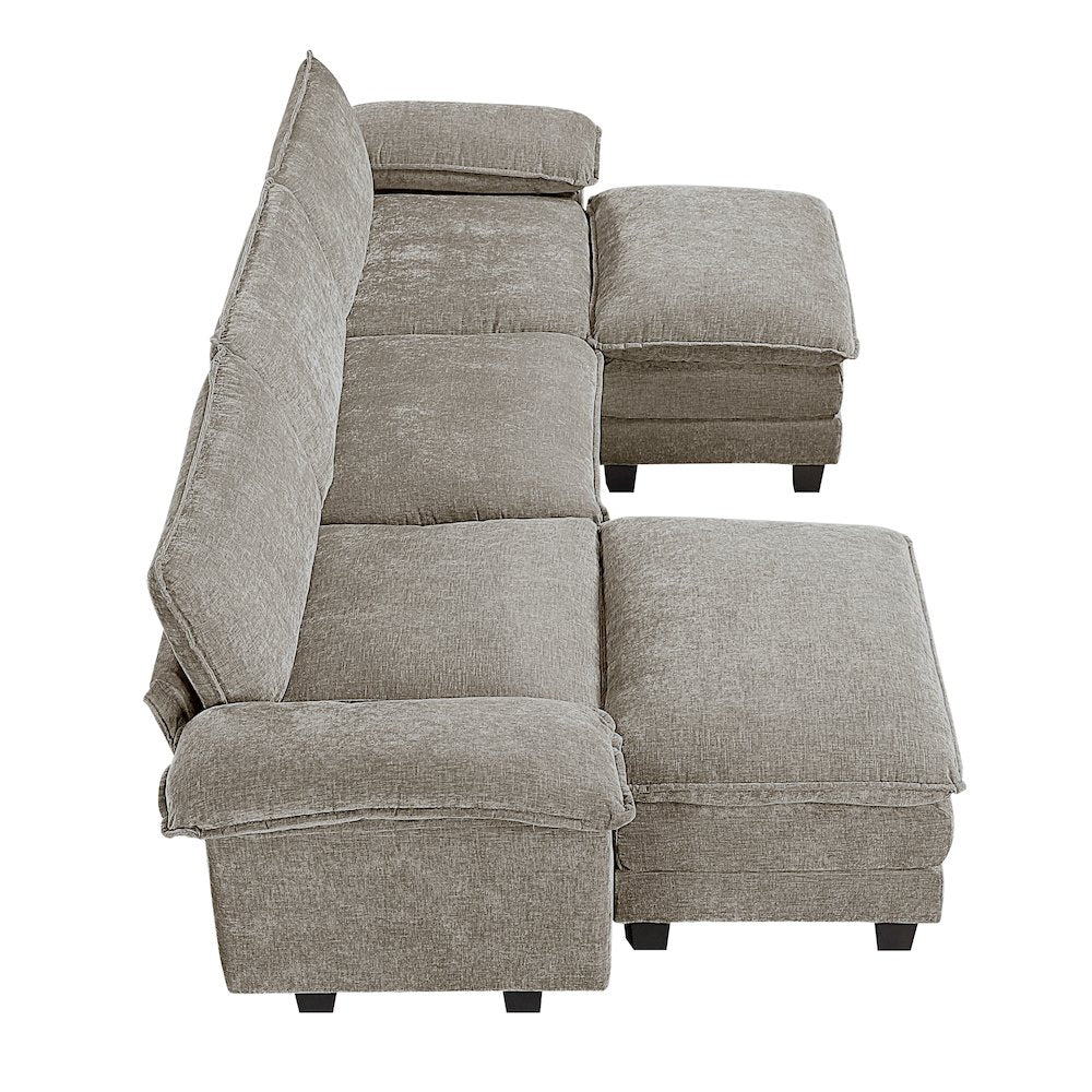 Dublin Chenille 5-Piece Modular Sectional with Ottoman in Dark Pewter
