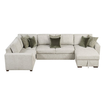 Isla Microfiber 4-Piece Sectional with Reversible Chaise in Sage Sand