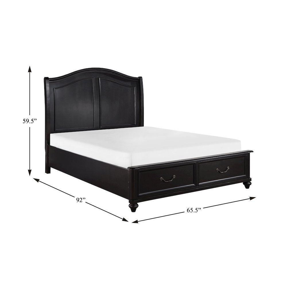 Herman Poplar Queen Platform Bed w Footboard Storage in Charcoal Brown