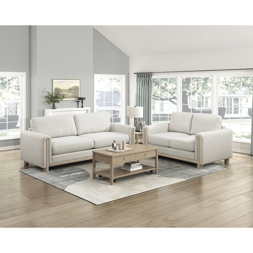 Echo Textured 2pc Set: Sofa, Love in Beige