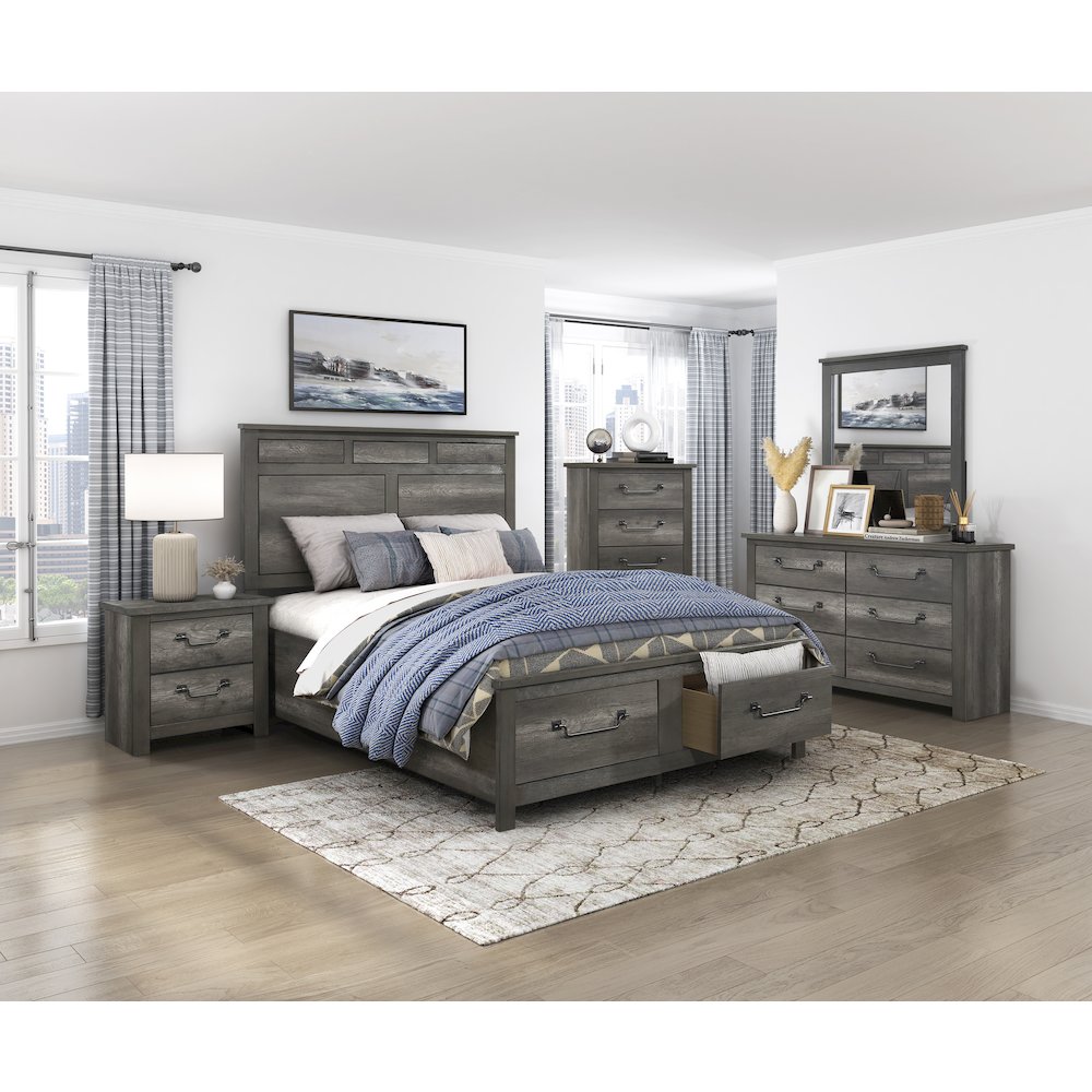 Lenior Asian Hardwood Nightstand in Gray