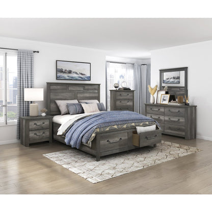 Lenior Asian Hardwood Nightstand in Gray
