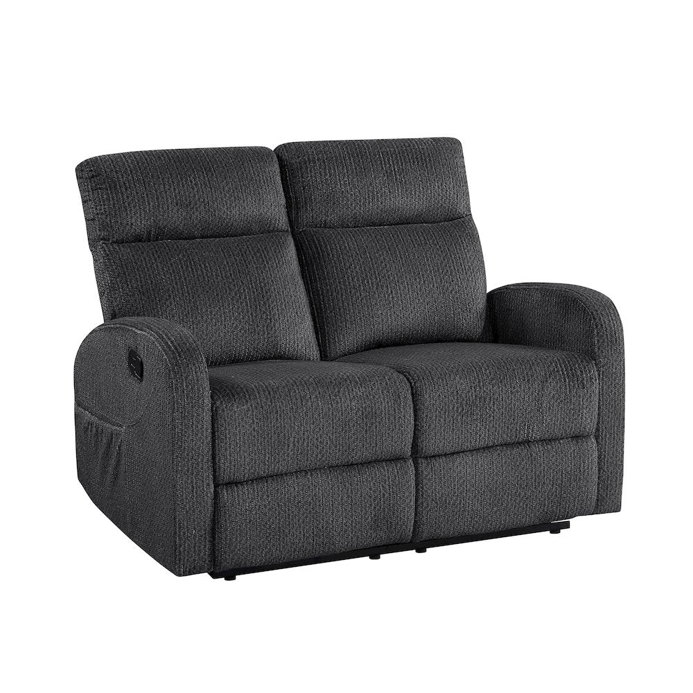 Allen Microfiber 2pc Set: Sofa, Love in Dark Gray