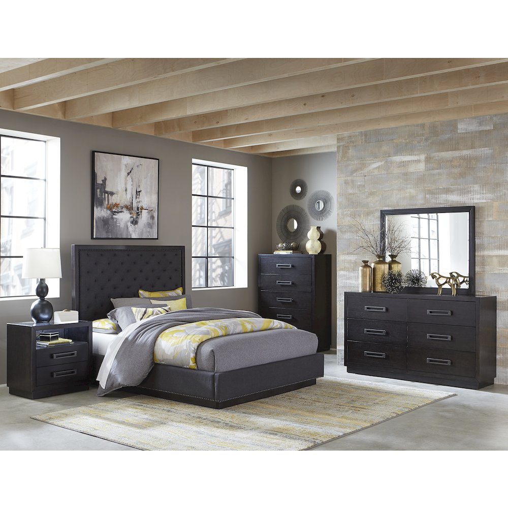 Larchmont Asian Hardwood Nightstand in Charcoal
