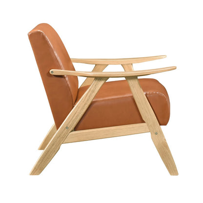 Lexicon Damala Faux Leather Accent Chair in Matt Brown