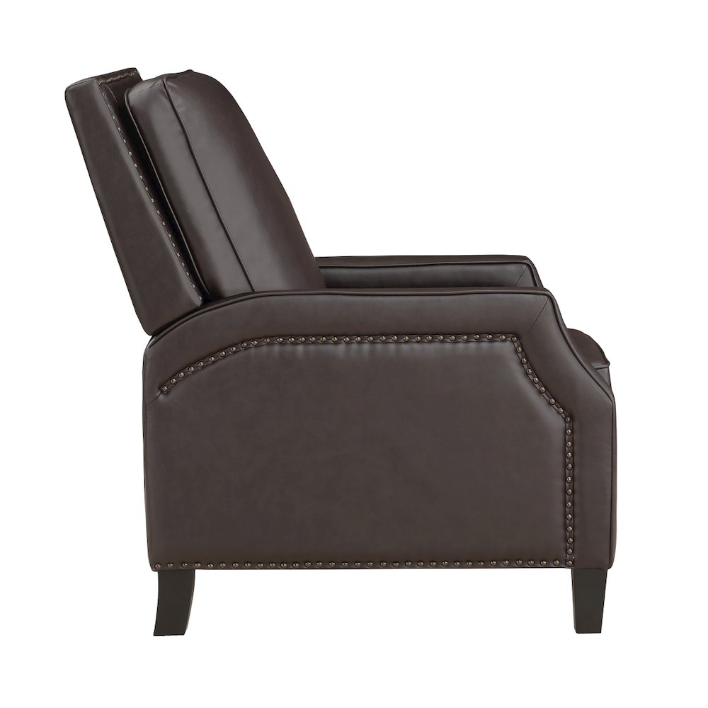 Lexicon Berenson Faux Leather Push Back Recliner in Dark Brown