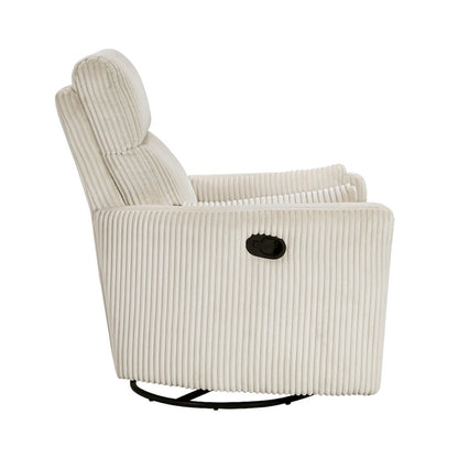 Lexicon Traverse Corduroy Swivel Glider Reclining Chair in Beige