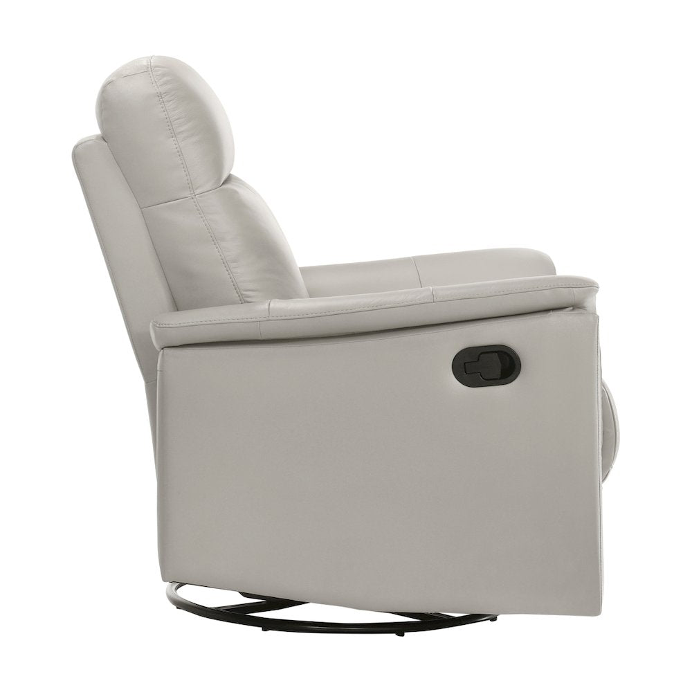 Lexicon Bristow Leather Swivel Glider Reclining Chair in Silver