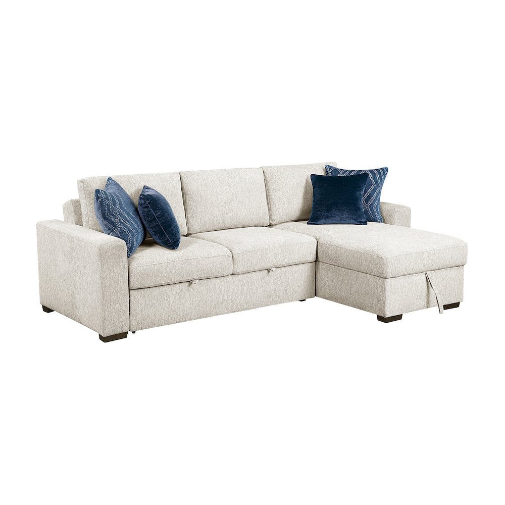 Isla Microfiber 2-Piece Sectional with Reversible Chaise in Beige